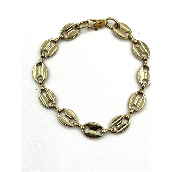 Vintage Flat Mariner Chain Link Gold Tone Bracelet 6.75" - Picture 4 of 7